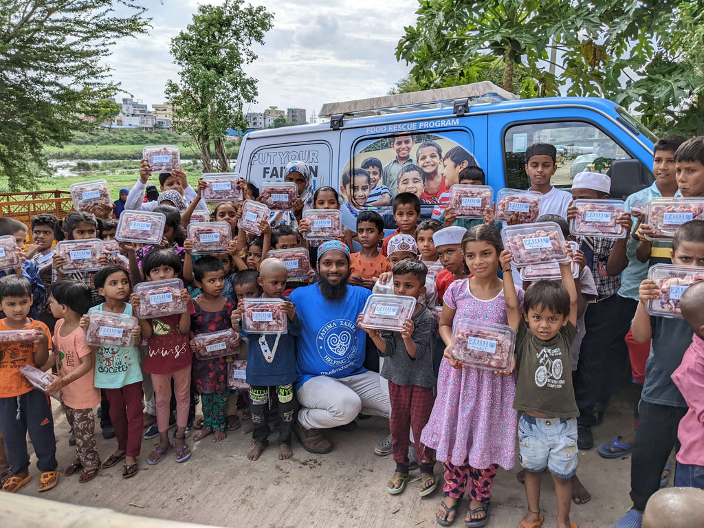 Hyderabad, India - Participating in Holy Qurbani Program & Mobile Food Rescue Program by Processing, Packaging & Distributing Holy Qurbani Meat from 50 Holy Qurbans to Madrasa Students, Laborers, Homeless & Less Privileged Families
