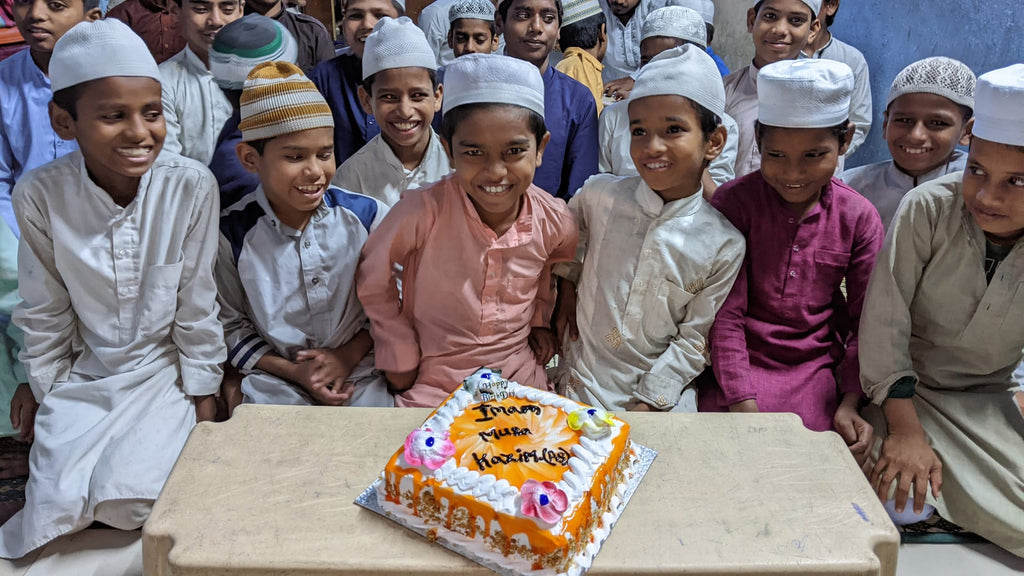 Hyderabad, India - Honoring Wiladat/Holy Birthday of Sayyidina Imam Mūsā al-Kāẓim ع by Distributing & Serving Hot Meals & Blessed Birthday Cake to Madrasa/School Children & Beloved Orphans