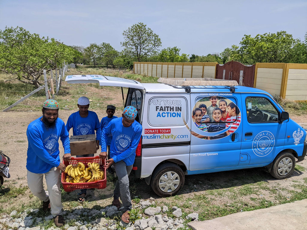 Hyderabad, India - Participating in Mobile Food Rescue Program by Serving Snacks, Fresh Fruits & Cold Drinks to Local Community's Madrasa/School Children & Less Privileged Children & Families