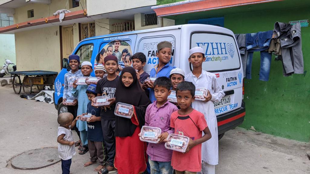 Hyderabad, India - Participating in Holy Qurbani Program & Mobile Food Rescue Program by Processing, Packaging & Distributing Holy Qurbani Meat to Local Community's Homeless, Disabled & Less Privileged Families