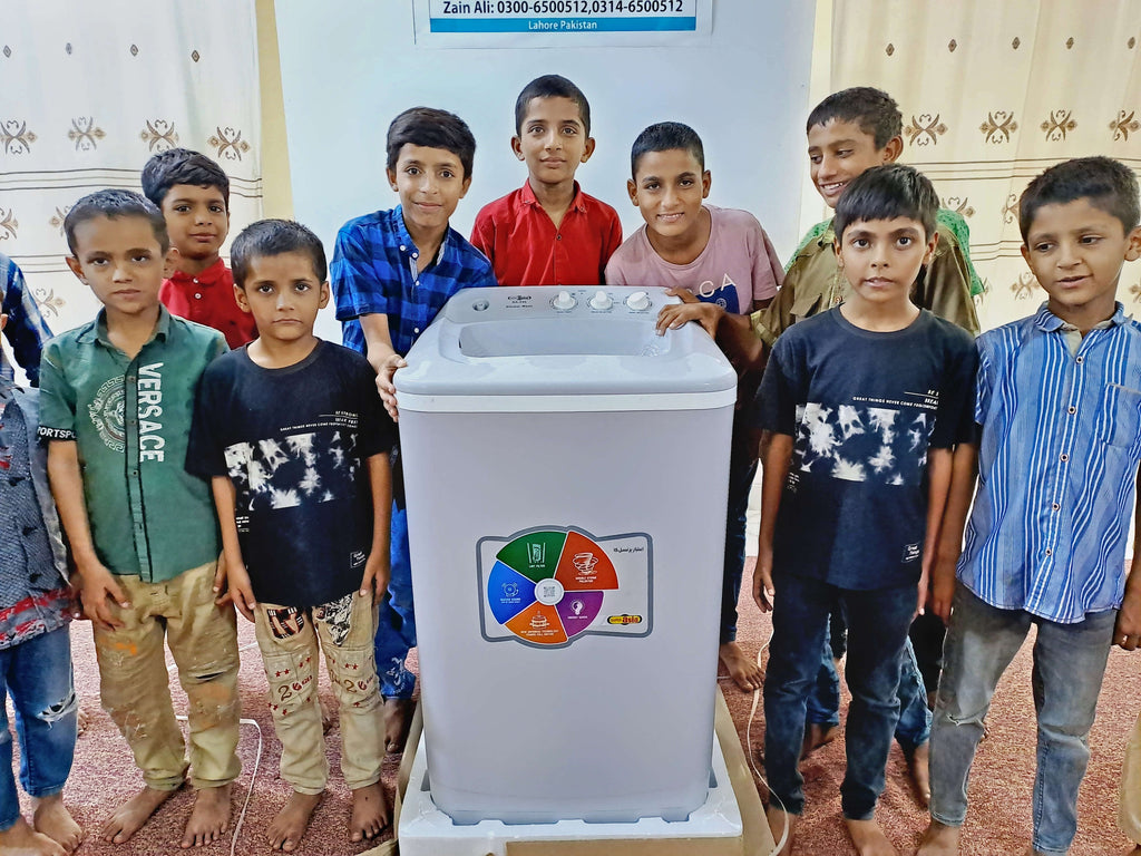 Lahore, Pakistan - Participating in Orphan Support Program by Repairing & Refurbishing Damaged Laundry Unit by Installing New Washing Machine at Local Community's Orphanage Serving Beloved Orphans & Less Privileged Children
