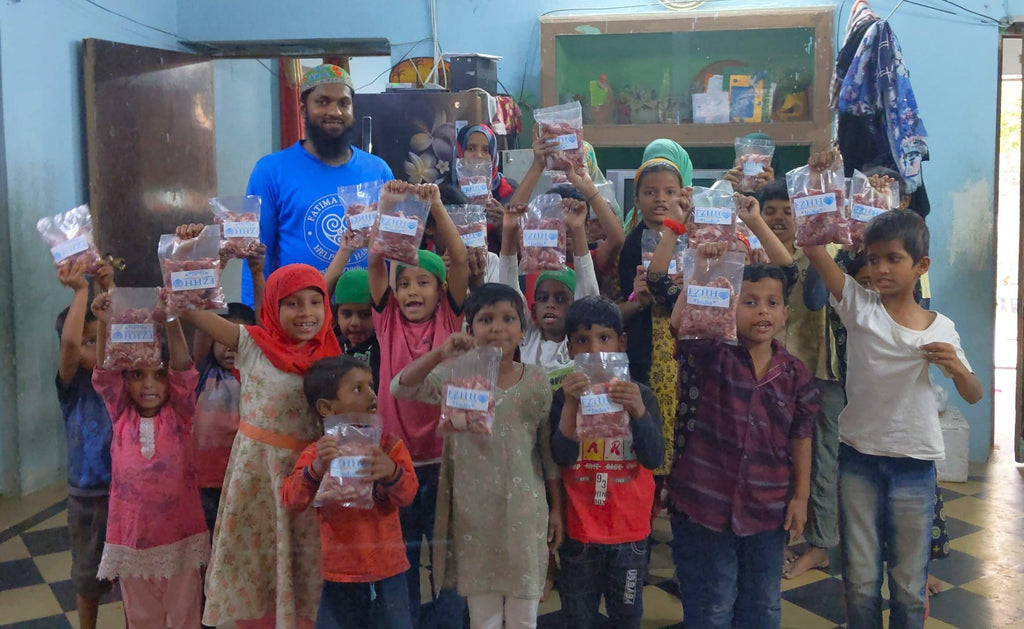 Hyderabad, India - Participating in Holy Qurbani Program & Mobile Food Rescue Program by Processing, Packaging & Distributing Holy Qurbani Meat from 14 Holy Qurbans to 5 Madrasas/Schools, 1 Orphanage & Less Privileged Families