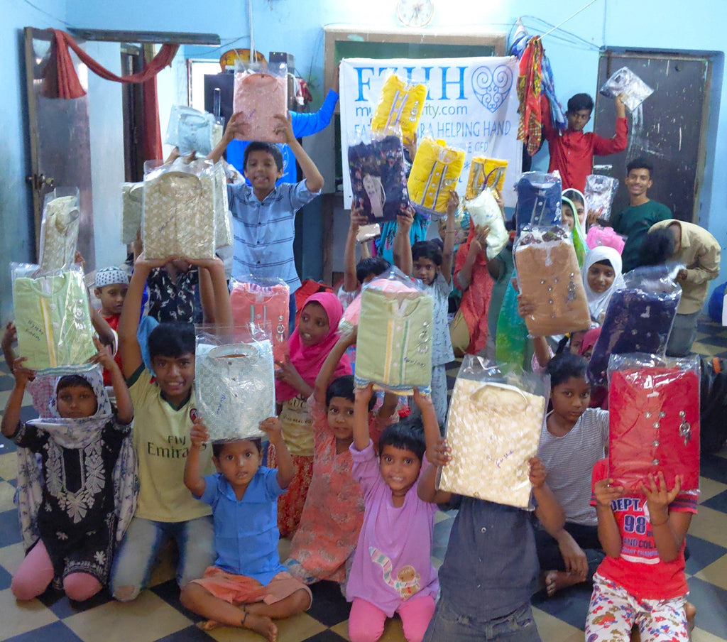 Hyderabad, India - Participating in Orphan Support Program & Mobile Food Rescue Program by Distributing Brand New Clothes to Beloved Orphans at Local Community's Orphanage