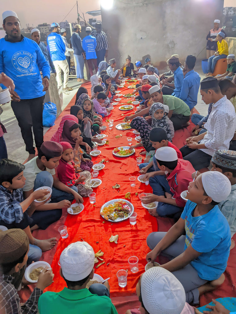 Hyderabad, India - Participating in Month of Ramadan Appeal Program & Mobile Food Rescue Program by Serving Complete Iftari Meals with Fresh Fruits, Hot Dinners & Cold Drinks to 150+ Less Privileged Children
