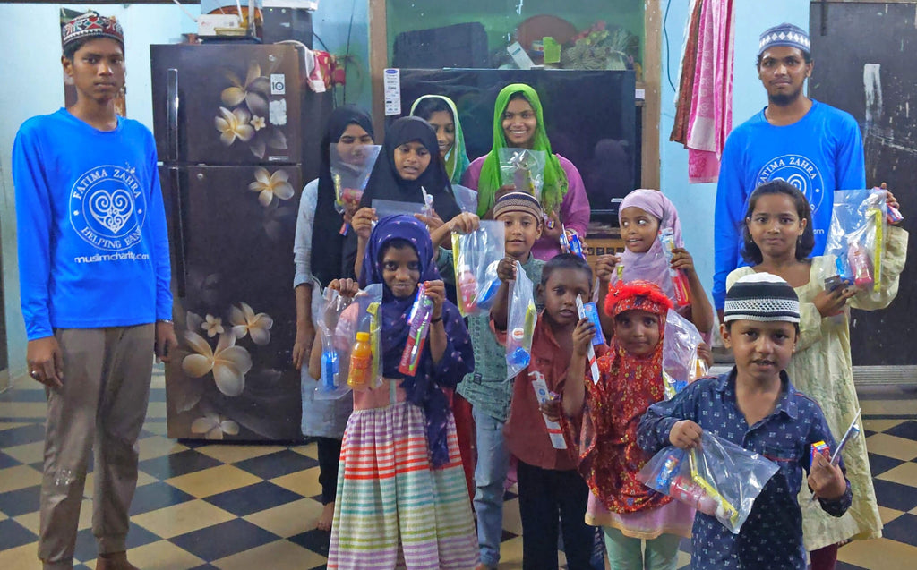 Hyderabad, India - Participating in Orphan Support & Mobile Food Rescue Programs by Distributing Dental Hygiene Kits & Snack Packs with Juices, Candies & Cookies to 150+ Less Privileged Beloved Orphans & Madrasa Students