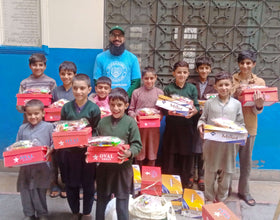 Lahore, Pakistan - Participating in Orphan Support Program by Distributing Brand New Winter Shoes for School & Goodie Bags Filled with Gifts & Candies to 27+ Beloved Orphans at Local Community Orphanage