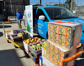 Los Angeles, California - Participating in Mobile Food Rescue Program by Rescuing & Distributing 400+ lbs. of Fresh Fruits, Vegetables & Essential Groceries to Local Community's Breadline Serving Less Privileged Families
