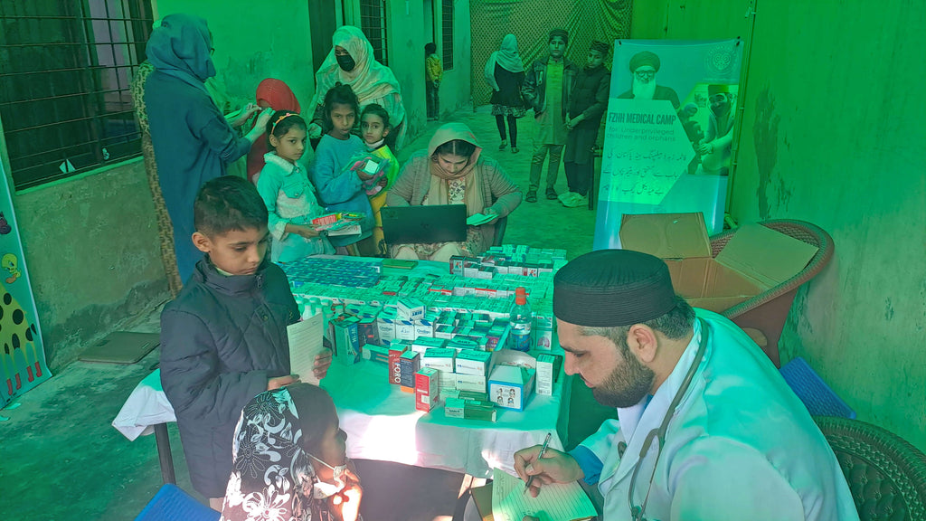 Lahore, Pakistan - Participating in Pediatric Ward Program & Orphan Support Program by Setting Up Free FZHH Medical Camp Providing Essential Medical Checkups, Essential Medicines and Distributing Goodie Bags with Gifts to 60+ Beloved Orphans