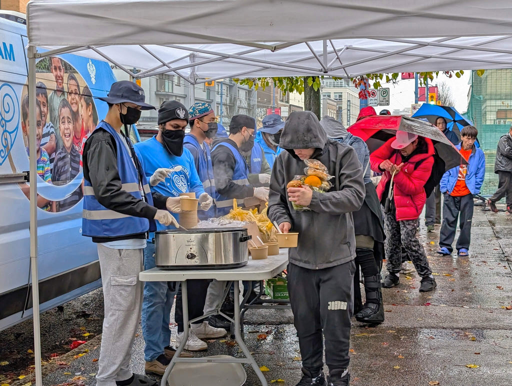 Vancouver, Canada - Participating in Mobile Food Rescue Program by Serving Hot Breakfasts & Lunches with Drinks and Desserts & Distributing Fresh Fruits & Veggies to Local Community's Homeless & Less Privileged People