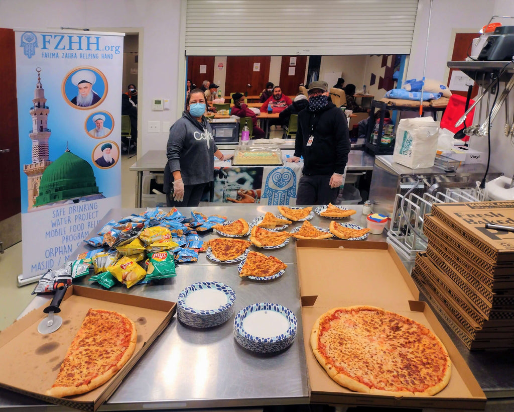 Celebrating Holy Birthday of Sayida Zainab (AS) by Serving Pizza, Drinks & Dessert to Less Privileged & Homeless Community – CHI