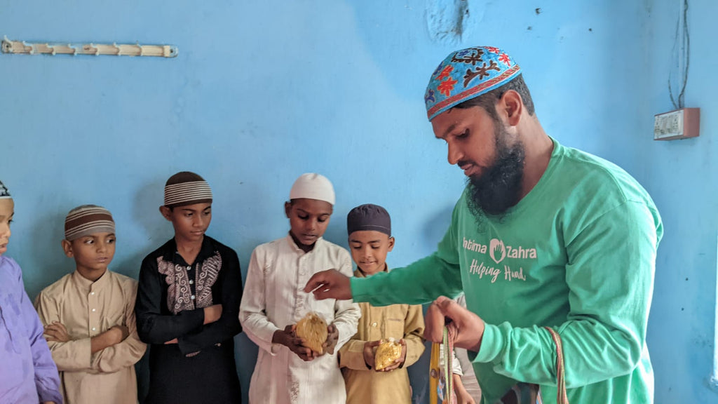 Hyderabad, India - Honoring Holy Wiladat/Birthday of Sayyidina Muhammad ﷺ & Grand Mawlid/Eid Milad an Nabi ﷺ by Serving Hot Meals to Local Community's Madrasa/School Children & Less Privileged Families