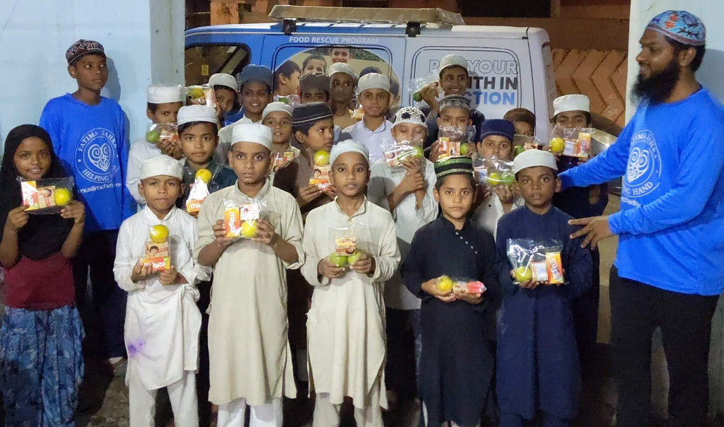 Hyderabad, India - Participating in Orphan Support Program & Mobile Food Rescue Program by Distributing Snacks Packs to Local Community's Beloved Orphans, 2 Madrasas/Schools, Homeless & Less Privileged Families