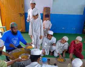 Hyderabad, India - Participating in Mobile Food Rescue Program by Serving Hot Meals to Beloved Orphans, Madrasa Students, Homeless & Less Privileged Families