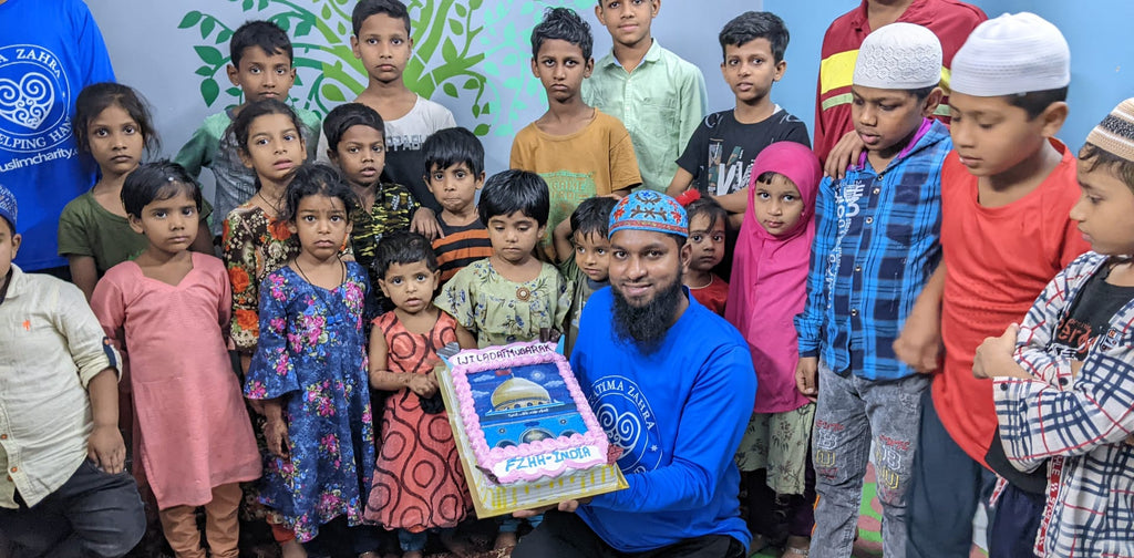 Hyderabad, India - Participating in Orphan Support Program by Serving Hot Meals & Blessed Cake to Local Community's Beloved Orphans & Madrasa/School Children