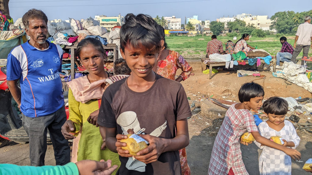Hyderabad, India - Participating in Mobile Food Rescue Program by Distributing Hot Meals to Local Community's Less Privileged Children & Homeless Families