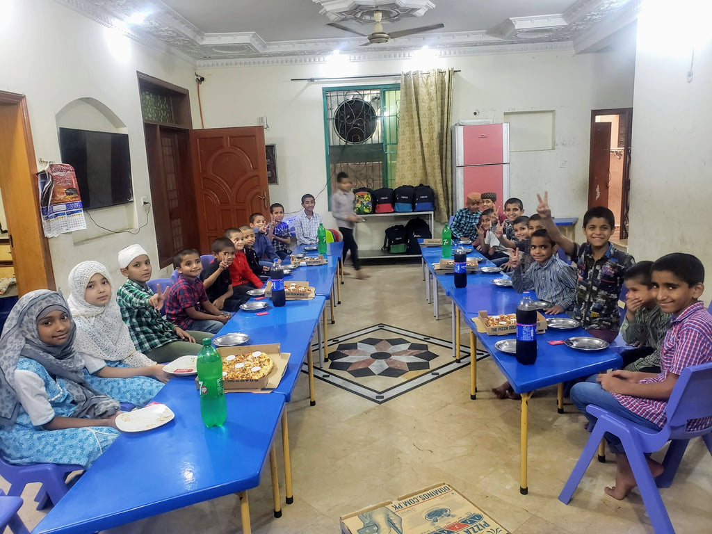 Pakistan - Honoring Holy Sixth Day of Dhul Hijjah by Serving Pizza & Drinks to Beloved Orphans & Distributing Paint & Canvas Sets for Art Activities